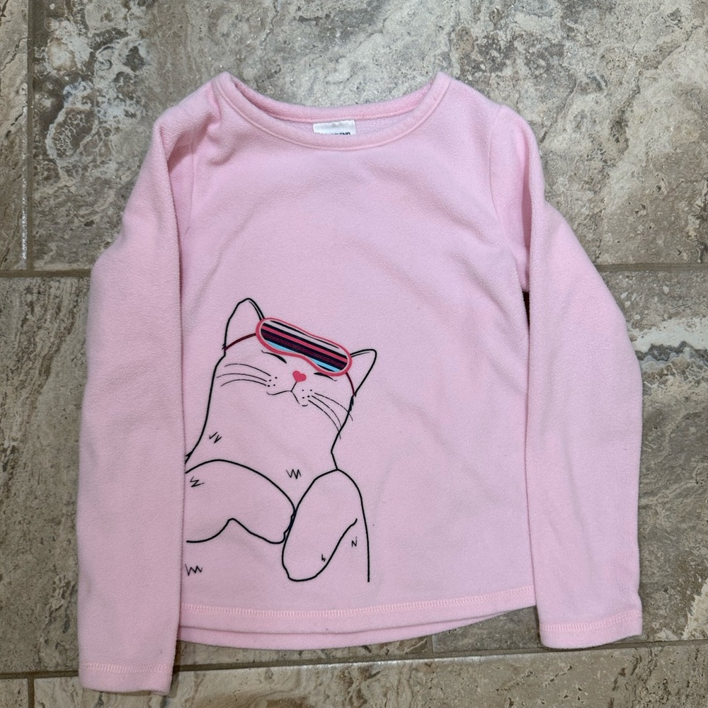 EUC Lands End size 6 Pink Cat Graphic Pajama Top